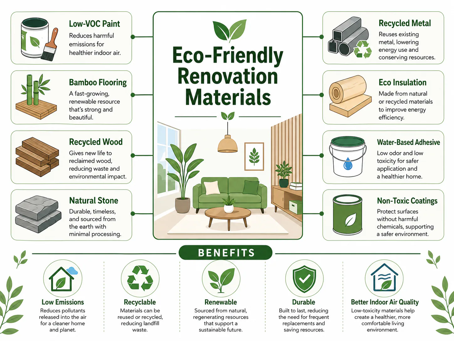 Eco-friendly renovation material system and benefits