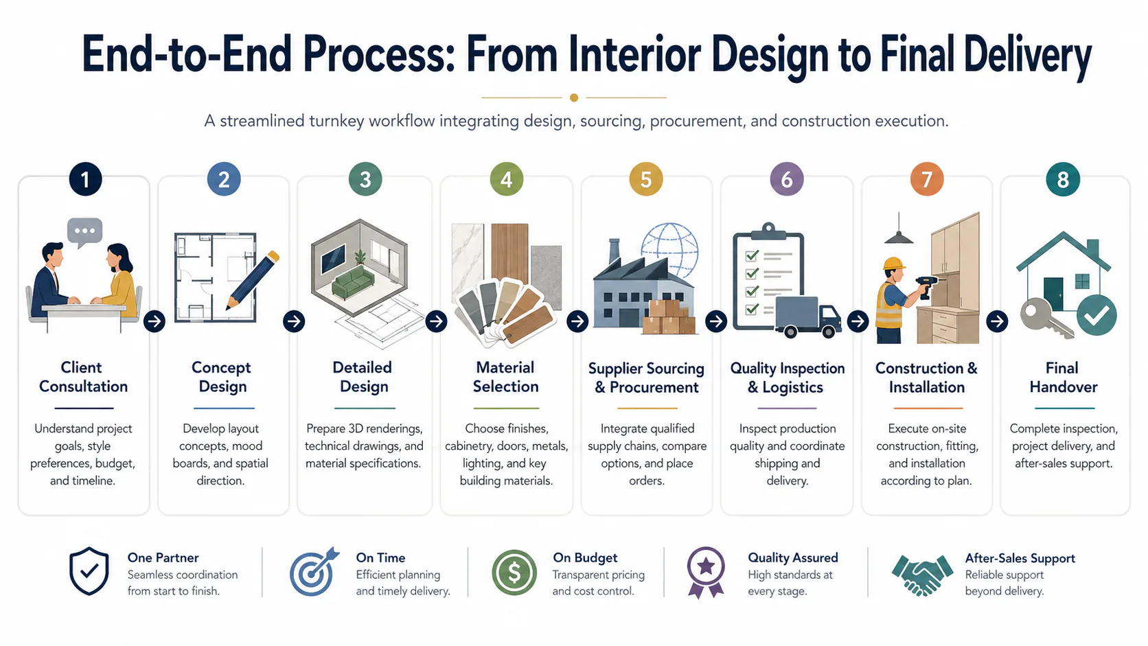 End-to-end procurement workflow from interior design to delivery